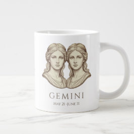 Caneca De Café Grande Gêmeos Zodíaco Nome Personalizado & Data de Nascim