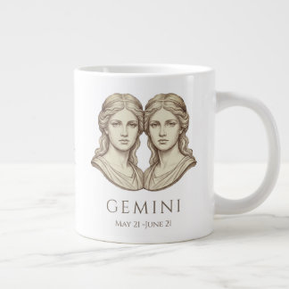 Caneca De Café Grande Gêmeos Zodíaco Nome Personalizado & Data de Nascim