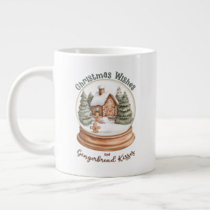 Caneca De Café Grande Gengibre Natal Holiday Snow Globe