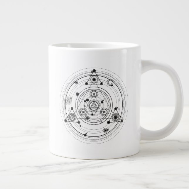 Caneca De Café Grande Geometria sagrada e design de alquimia geométrica (Direita)