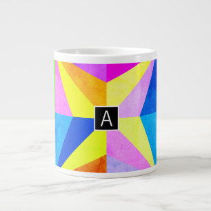 Caneca De Café Grande Geométrico multicolorido moderno e colorido   Mono
