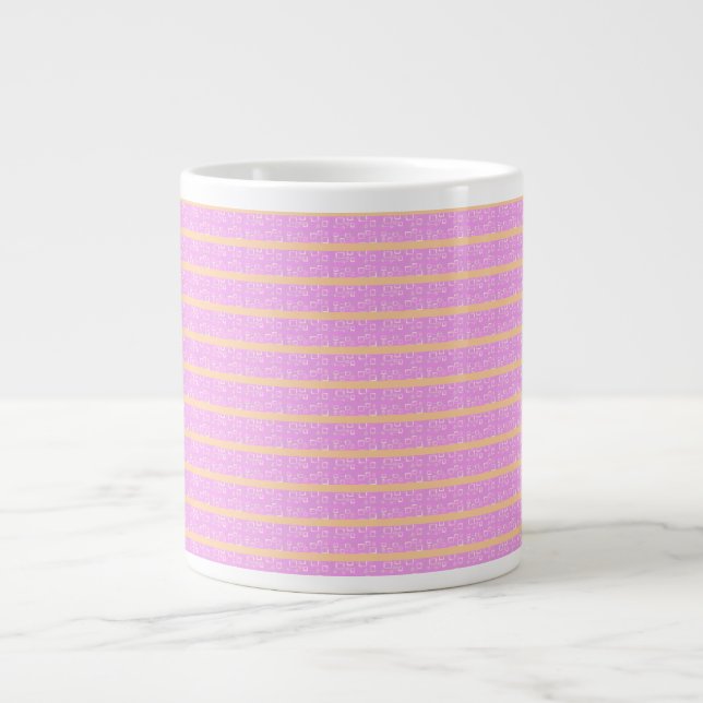 Caneca De Café Grande Geométrico Rosa  (Frente)