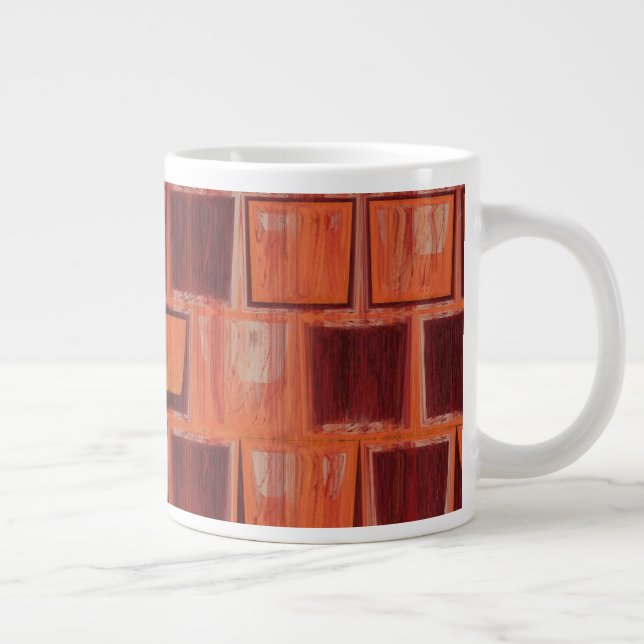 Caneca De Café Grande Geométrico Vermelho e Laranja (Direita)
