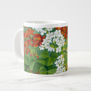 Caneca De Café Grande Gerânio vermelhos e brancos nos potes 2013