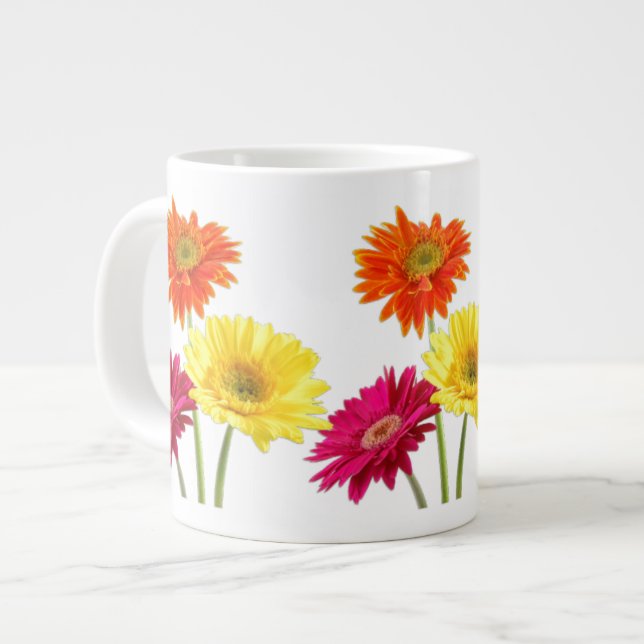 Caneca De Café Grande Gerbera Daisy (Frente Esquerda)