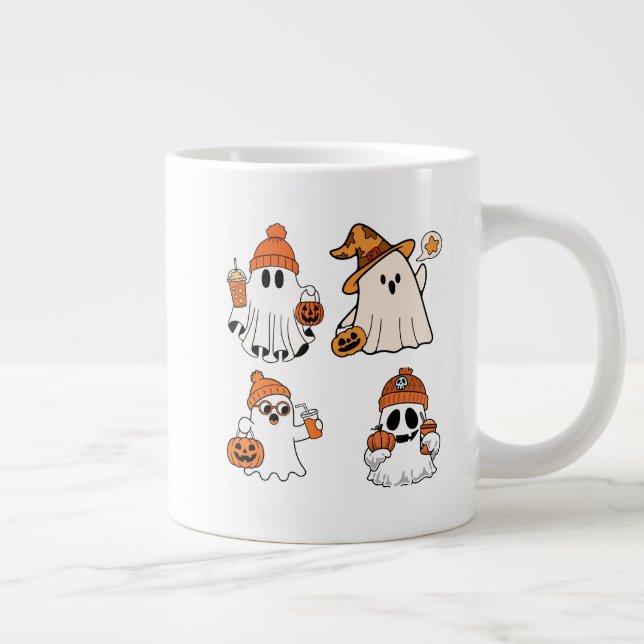 Caneca De Café Grande Ghost Pumpkin Design (Direita)