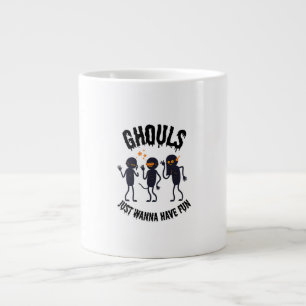 Caneca De Café Grande Ghouls Só Quer Se Divertir - Dia de as Bruxas engr
