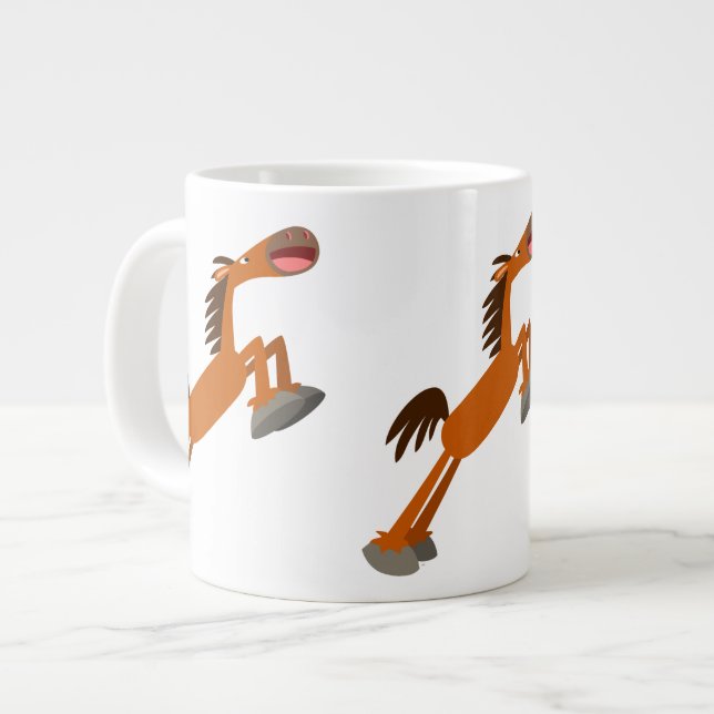 Caneca De Café Grande Giddyup, Horsey! Cartoon Horse Jumbo Mug (Frente Esquerda)