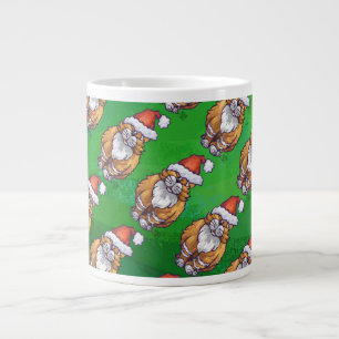 Caneca De Café Grande Ginger Cat Christmas em verde