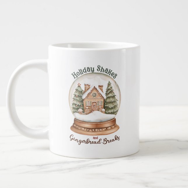Caneca De Café Grande Gingerbird House Natal Snow Globe (Esquerda)