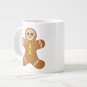 Caneca De Café Grande Gingerbread Man com fitas de conscientização do