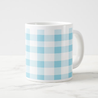 Caneca De Café Grande Gingham Azul Claro