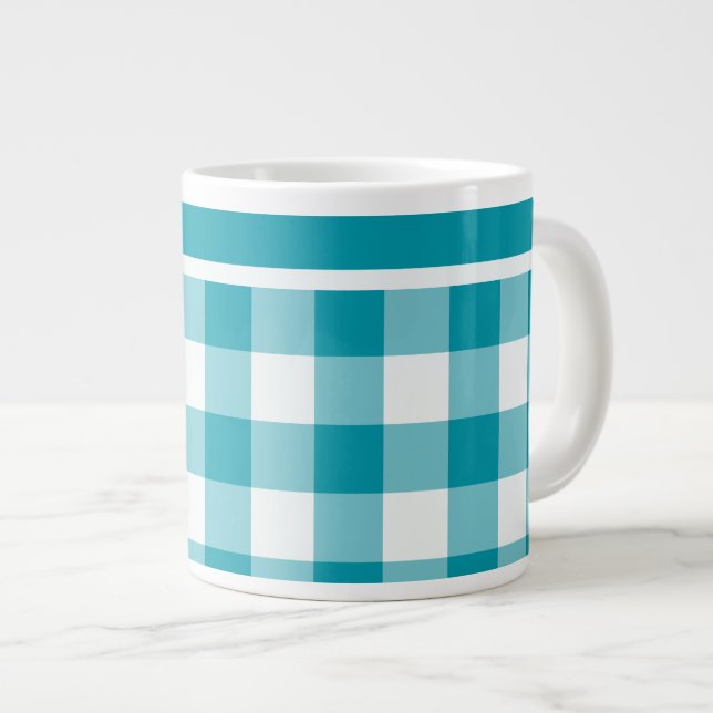 Caneca De Café Grande Gingham para verificação de chiclete, chaleira e b (Frente Esquerda)