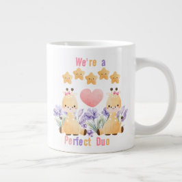 Caneca De Café Grande Girafa Casal Bonita Mug | Somos um Duo Perfeito