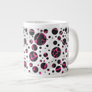 Caneca De Café Grande Girafa, rosa quente e Impressão preto