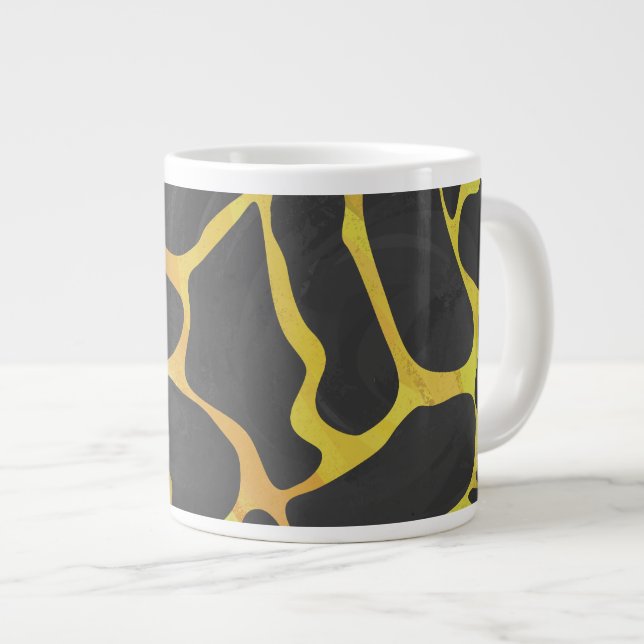 Caneca De Café Grande Giraffe Black and Yellow Impressão (Frente Esquerda)