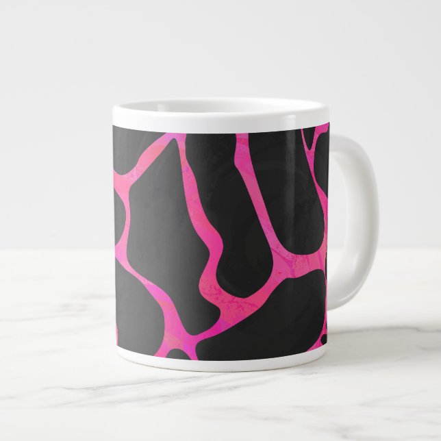 Caneca De Café Grande Giraffe Hot Pink e Impressão preto (Frente Esquerda)