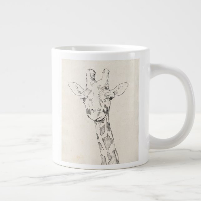 Caneca De Café Grande Giraffe Portrait | Esboço (Direita)