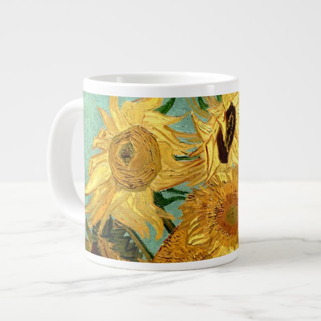 Caneca De Café Grande Girassóis em Vase Van Gogh Fine Art (Frente Esquerda)