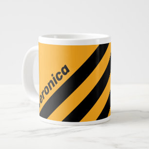 Caneca De Café Grande Girassol Retro Buzz Três Listras com Nome