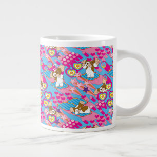 Caneca De Café Grande Gizmo Padrão rosa de paz e amor