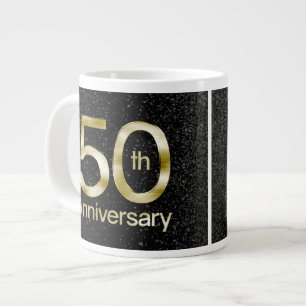 Caneca De Café Grande Glam Dourado 50º aniversário