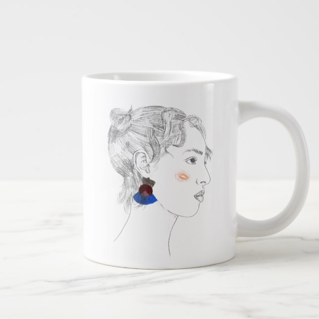 Caneca De Café Grande Glance Sketch - Retrato (Direita)