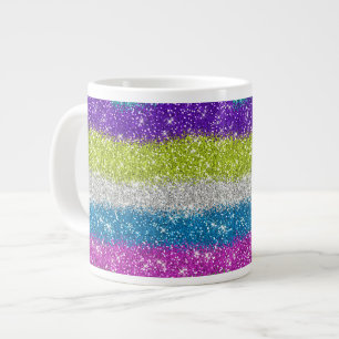 Caneca De Café Grande Gliters de arco-íris