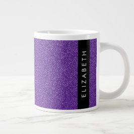 Caneca De Café Grande Glitter Roxo, Fundo Da Glitter, Seu Nome