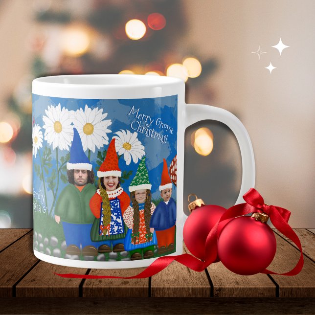 Caneca De Café Grande Gnomo, Sua Família, Feliz Natal (Criador carregado)