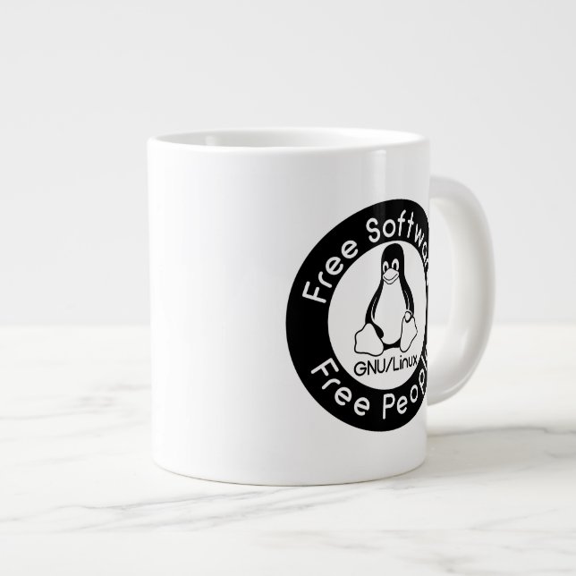 Caneca De Café Grande GNU/Linux (Frente Esquerda)