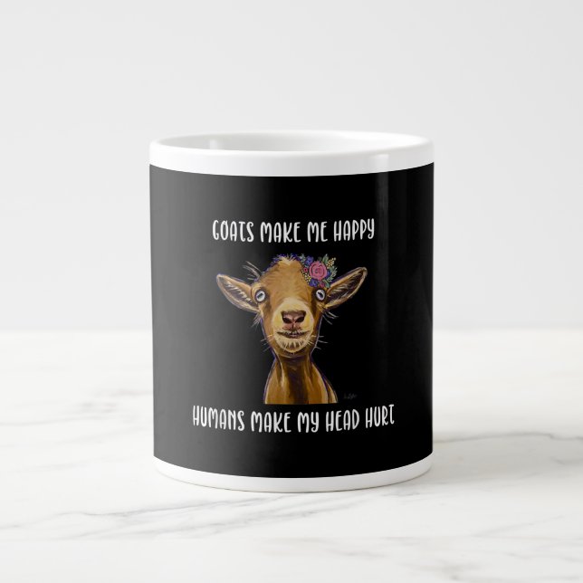 Caneca De Café Grande Goats me faz feliz demais (Frente)