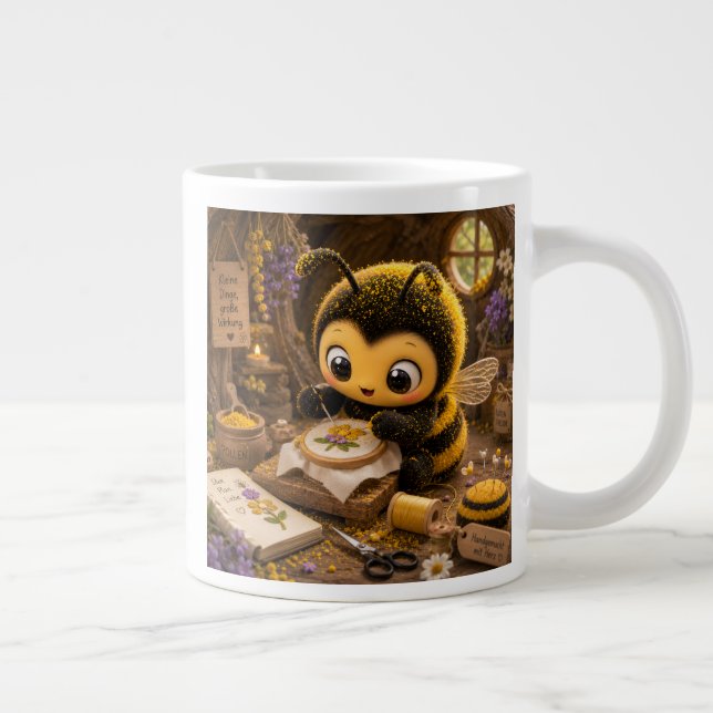 Caneca De Café Grande Goldene Hummel im Blütentanz.11 (Direita)
