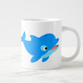 Caneca De Café Grande Golfinho de Cartoon Curioso