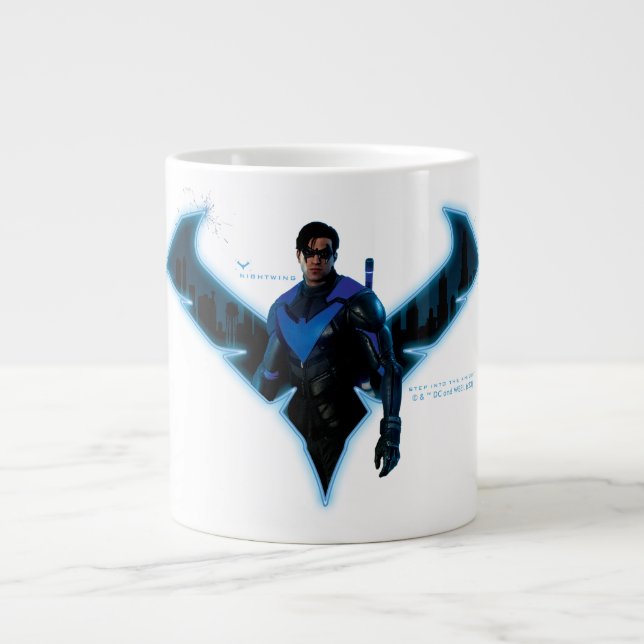 Caneca De Café Grande Gotham Knights Nightwing in Logo (Frente)