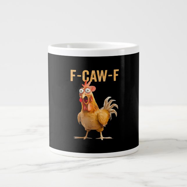 Caneca De Café Grande Gothic Funny Humor Crow F-Caw-F (Frente)