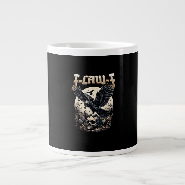 Caneca De Café Grande Gothic Skull F-Caw-F Crow Adult Humor Graphic  (Frente)