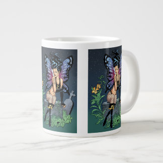 Caneca De Café Grande Gótica Fada Grave Sentada com Lágrimas por Al Rio