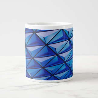 Caneca De Café Grande grade de ângulos azuis