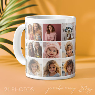 Caneca De Café Grande Grade de colagem de 21 fotos - galeria - branco