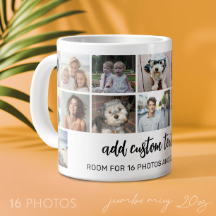 Caneca De Café Grande Grade de colagem de fotos 16 - 2 caixas de texto -