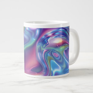 Caneca De Café Grande Gradiente de Aura Metálico Líquido Holográfico Est