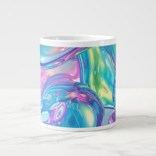 Caneca De Café Grande Gradiente de Aura Metálico Líquido Holográfico Est