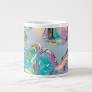 Caneca De Café Grande Gradiente de Metal Líquido Holográfico Aura Estéti
