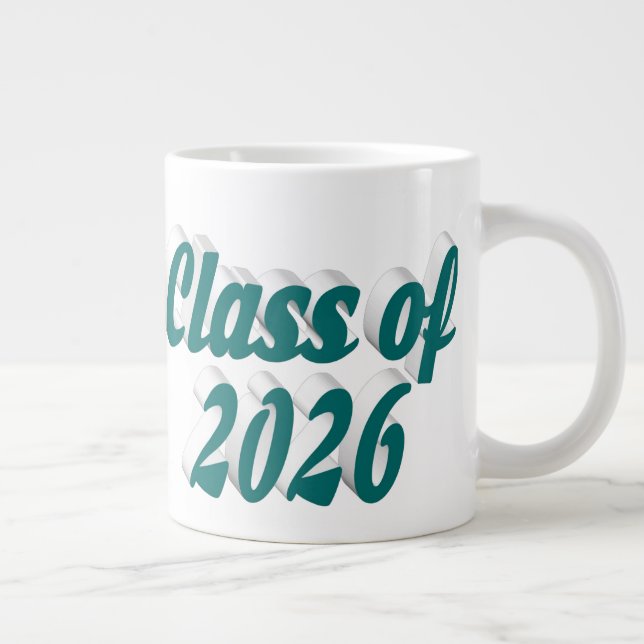 Caneca De Café Grande Graduação turma de 2026 texto verde (Direita)