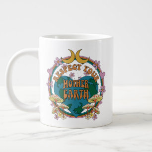 Caneca De Café Grande Gráfico da Terra-Mãe Retro dos anos 70