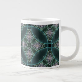 Caneca De Café Grande Gráfico de Arte Geométrica Teal Moderna
