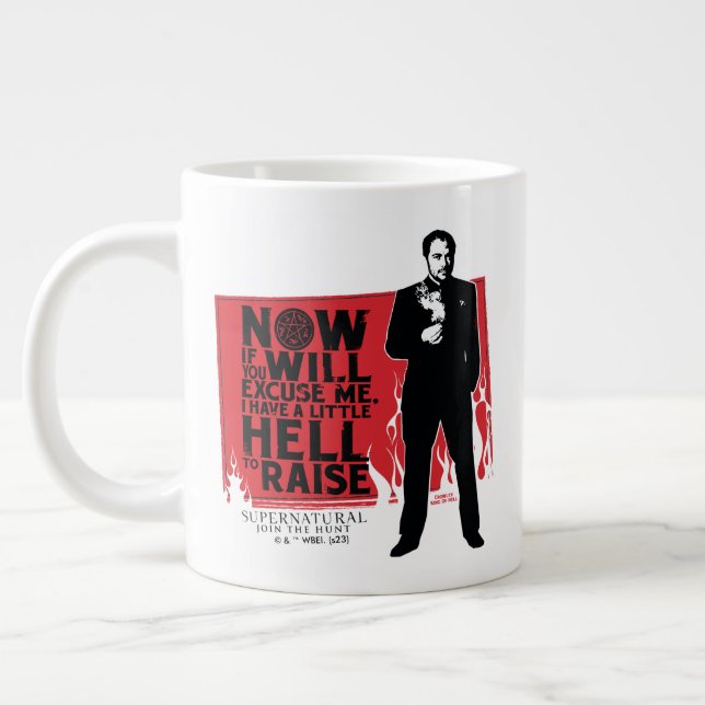 Caneca De Café Grande Gráfico de Citação de Crowley Supernatural (Esquerda)