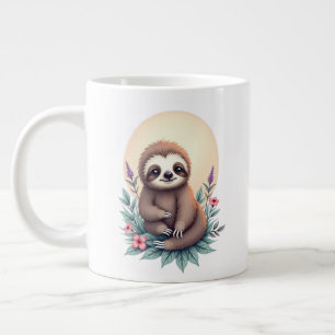 Caneca De Café Grande "Gráfico de Lama Bonita em Fundo Floral