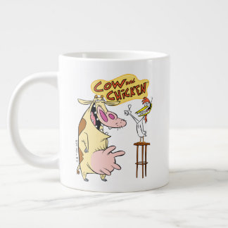 Caneca De Café Grande Gráfico de Sorriso de Vaca e Galinha